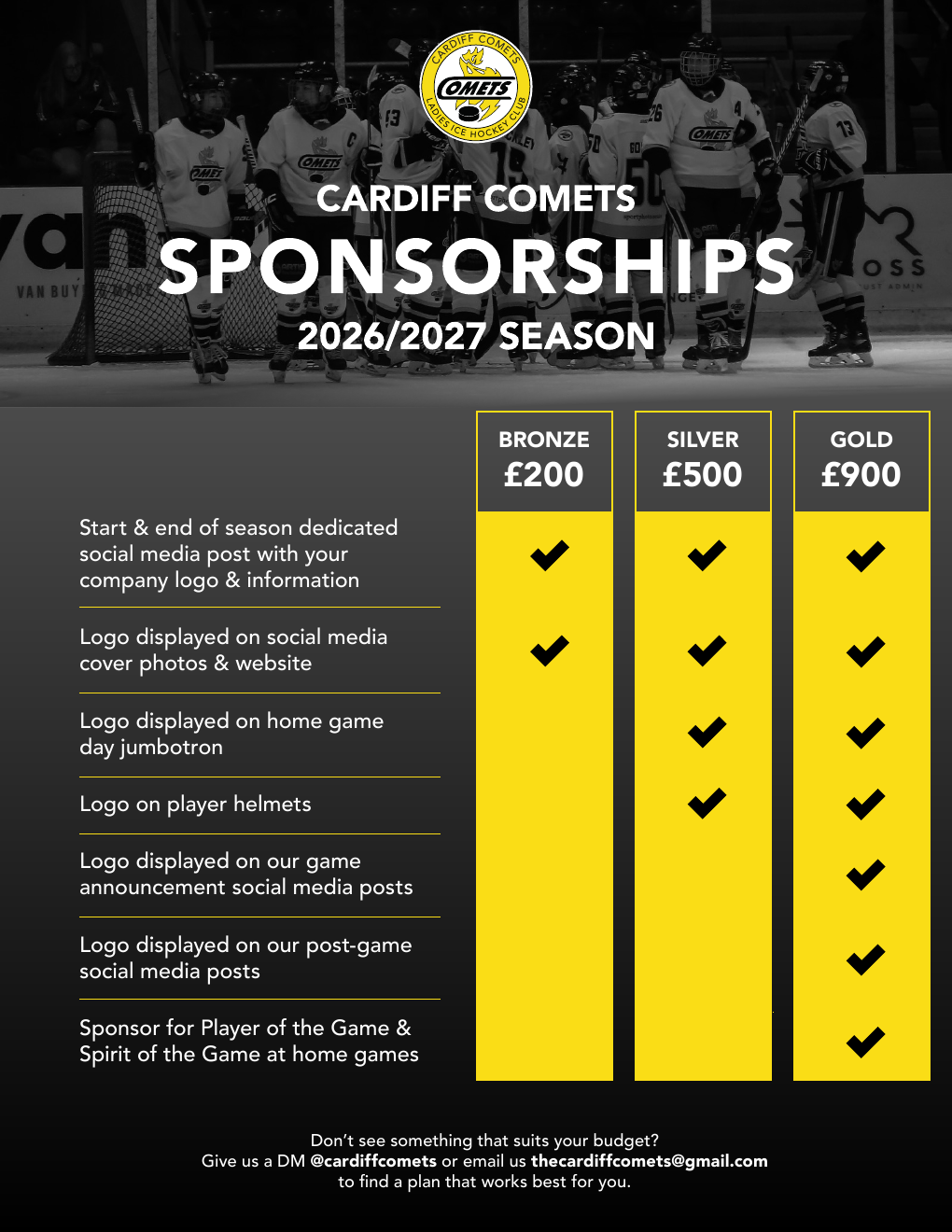 New Sponsorship Packages Available for 2026/27
